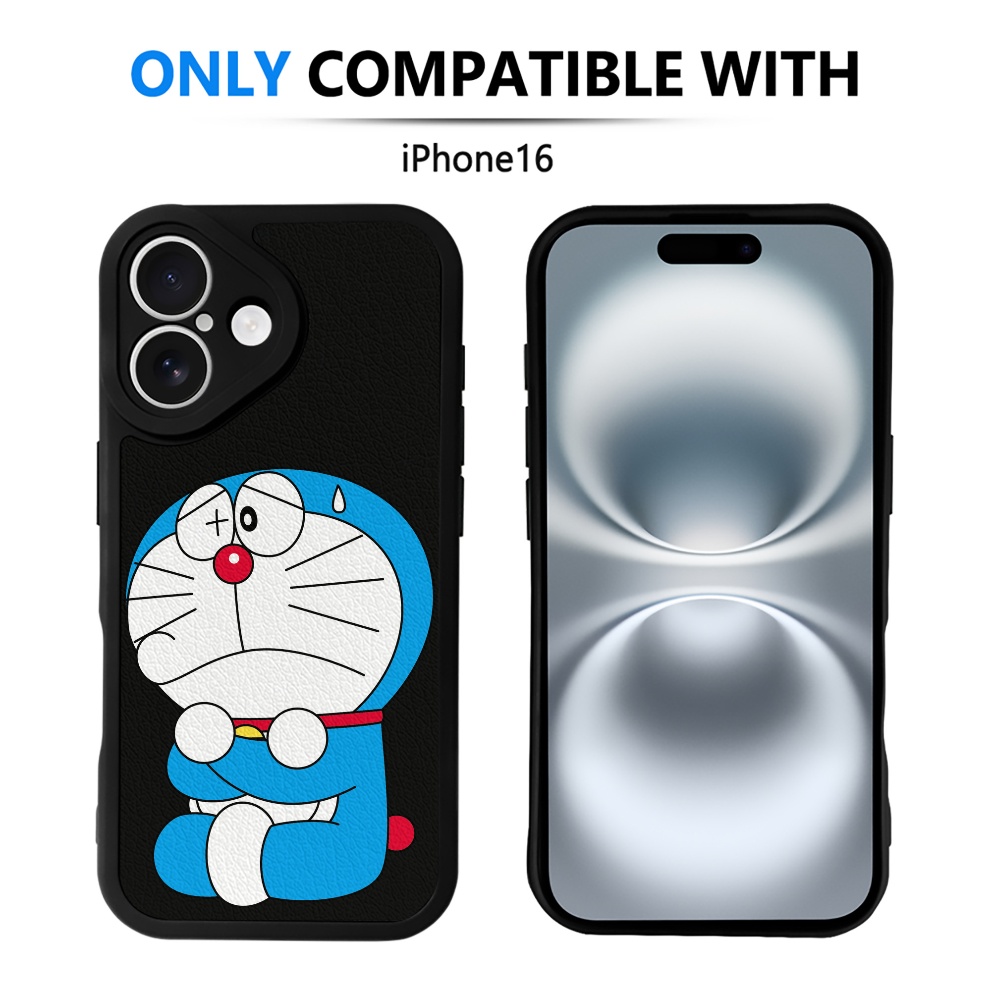 （画像用） ドラえもん Doraemon 【iPhone 16シリーズ対応】シリコンスマホケース（レザー調） 材質：シリコン